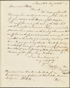 H.V. Sheldon to Isaac Hull, Norwalk, August 12, 1835