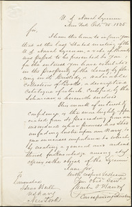 Charles O. Handy to Isaac Hull, New York, October 15, 1835