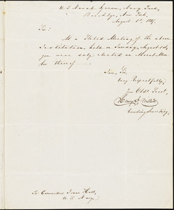 Henry I. Miller to Isaac Hull, New York, August 1, 1837