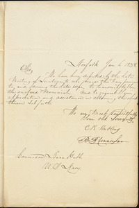 R.B. Cunningham & C.K. Shibling to Isaac Hull, Norfolk, January 6, 1838
