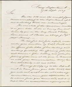 Navy Department to Isaac Hull, Washington, September 17, 1839