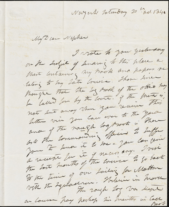 Isaac Hull to Joseph B. Hull, New York, October 30, 1841