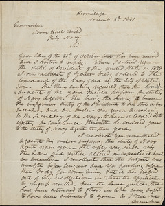 Andrew Jackson to Isaac Hull, Hermitage, November 6, 1841