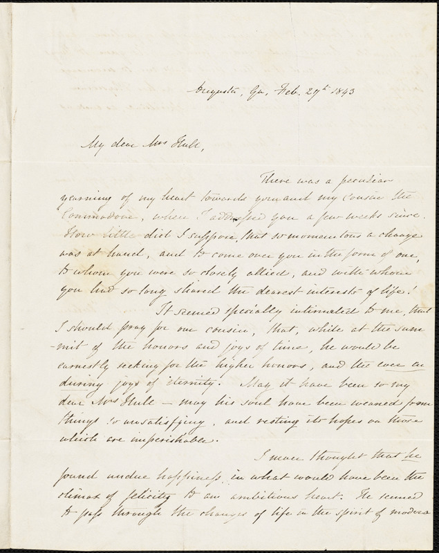 Maria Campbell to Ann McCurdy Hart Hull, Augusta, Ga., February 27, 1843