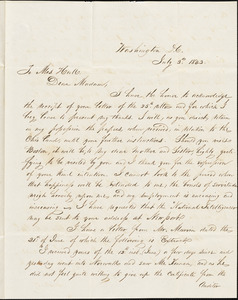 John Etheridge to Ann McCurdy Hart Hull, Washington, D.C., July 3, 1843