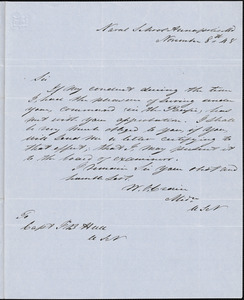 W.O. Grain to Joseph B. Hull, Annapolis, November 8, 1848