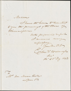 Bar of Philadelphia, Testimony of 'Condolences' to Ann McCurdy Hart Hull, February 1843
