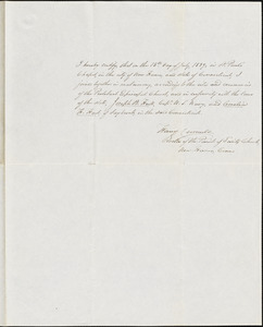 Hull, Joseph B. & Amelia H. Hart. Marriage certificate, July 15, 1839