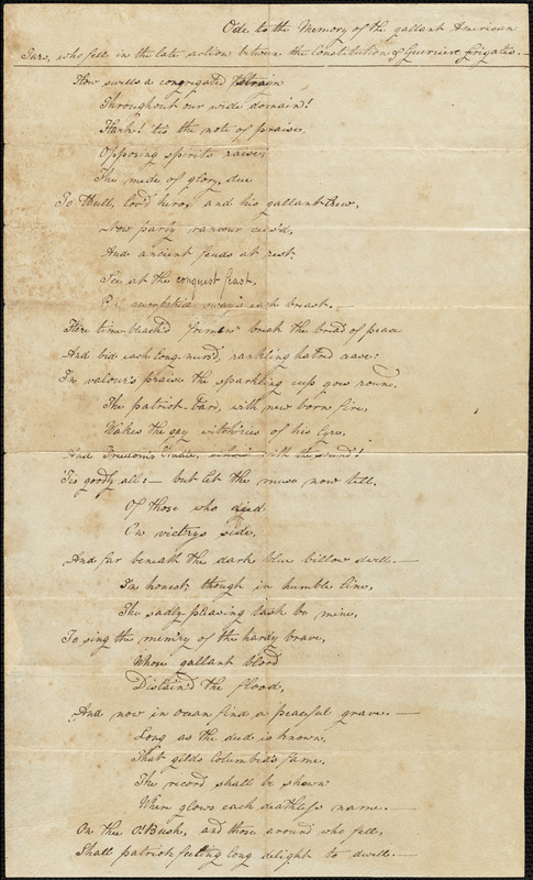 Ode to the memory of the gallant American tars... 1812