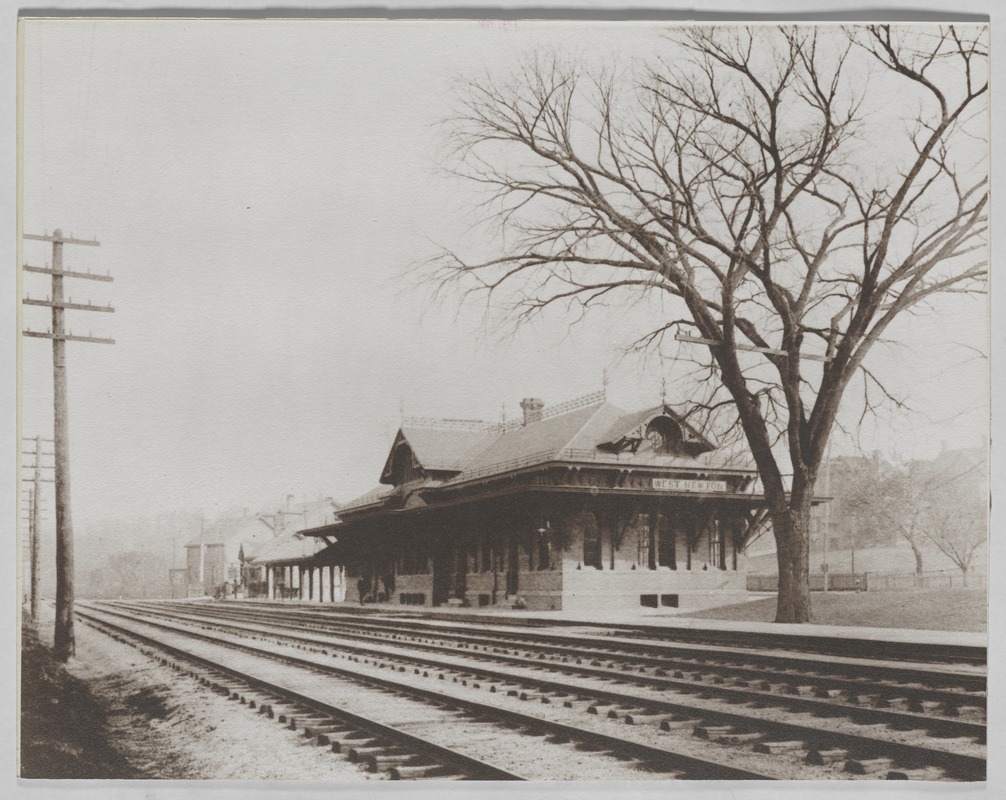 Newton photographs oversize : misc. sepia toned & mounted - West Newton Railroad Station -
