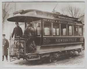 Newton photographs oversize : misc. sepia toned & mounted - Newton Highlands Street Railroad -