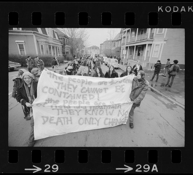Feminist parade marchers, Putnam Avenue, Cambridge