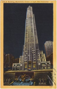 R.C.A. Building, Rockefeller Center, at night, New York City