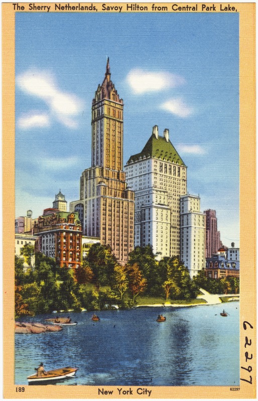 The Sherry Netherlands, Savoy Hilton from Central Park Lake, New York City