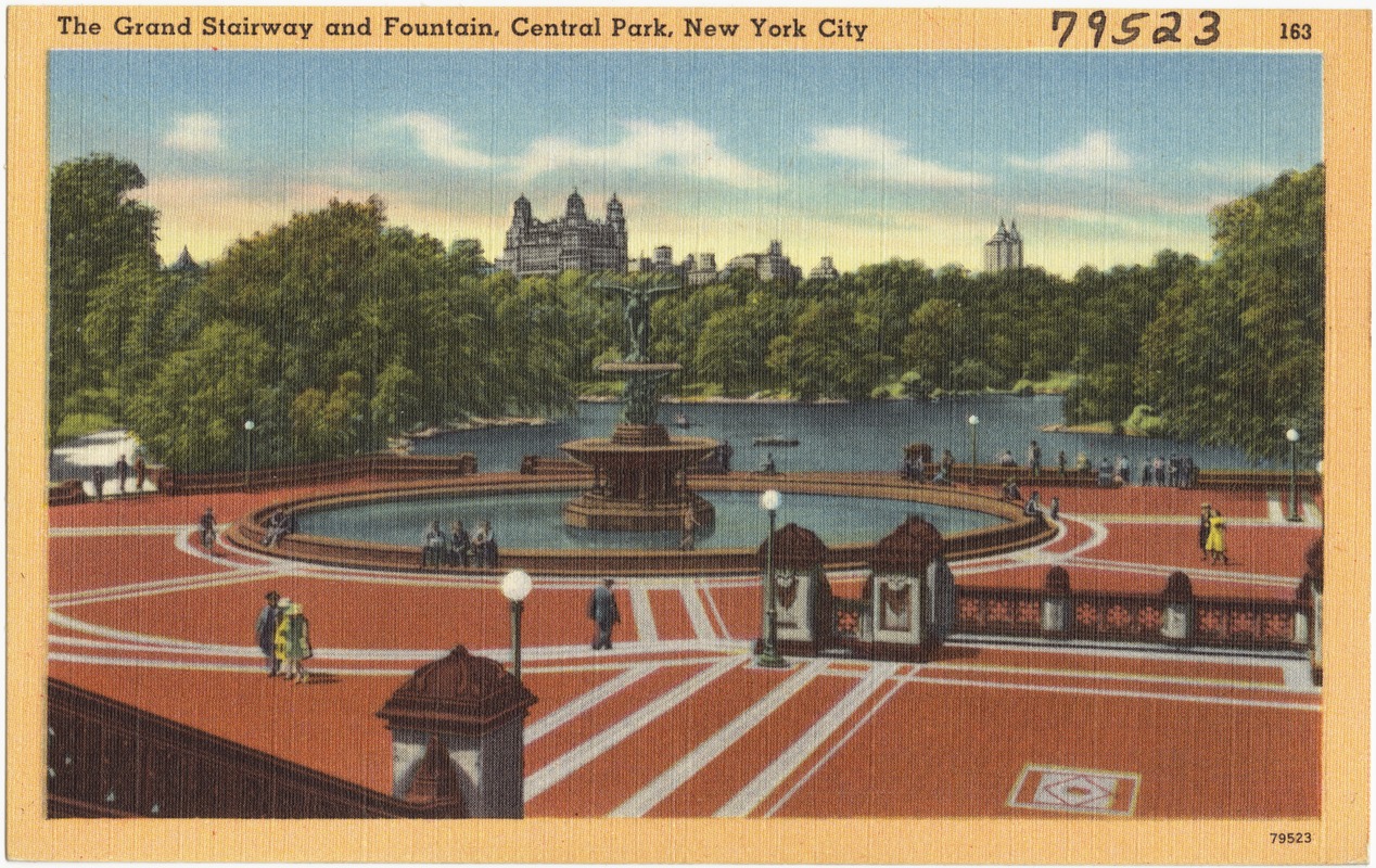 The grand stairway and fountain, Central Park, New York City