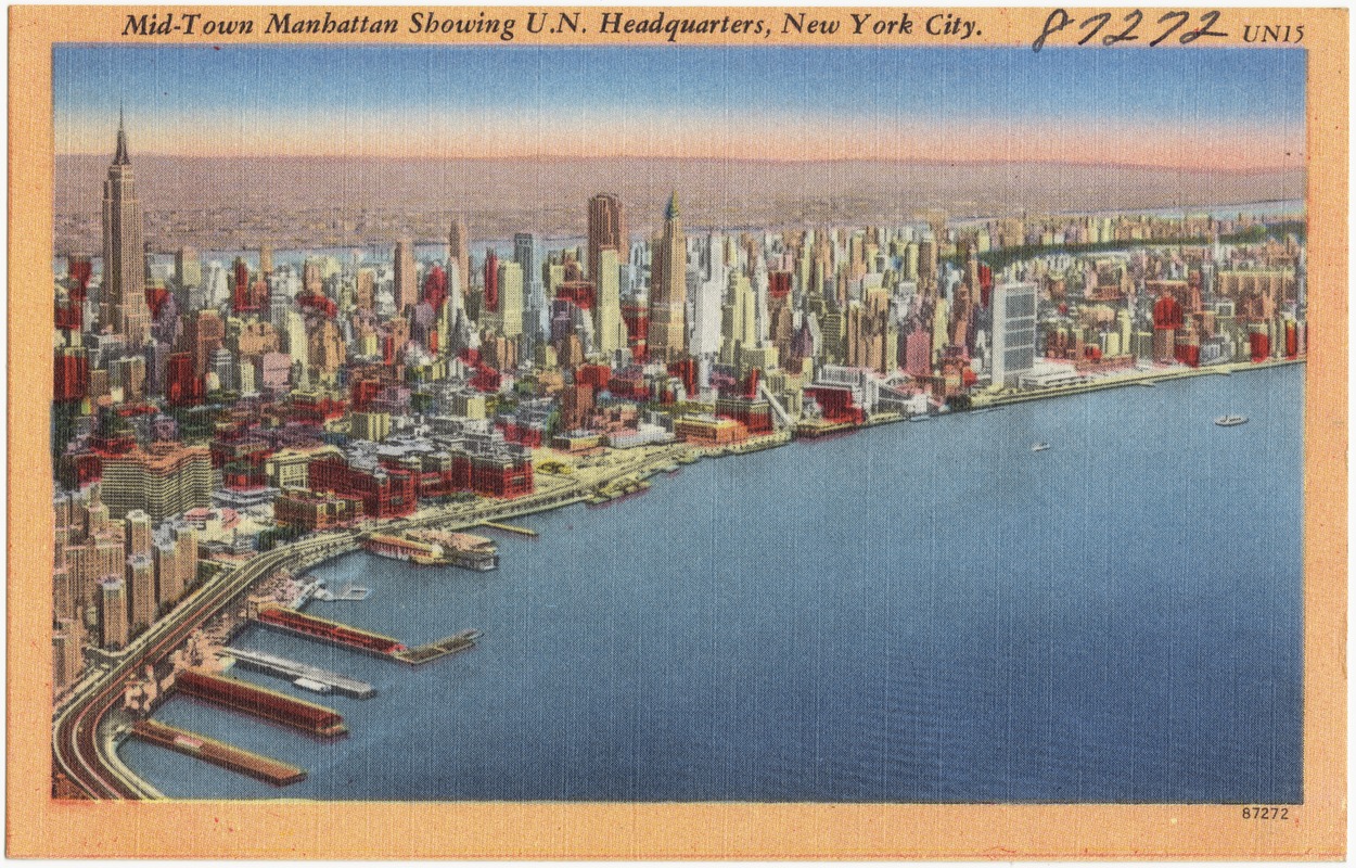 Mid-town Manhattan showing U.N. headquarters, New York City