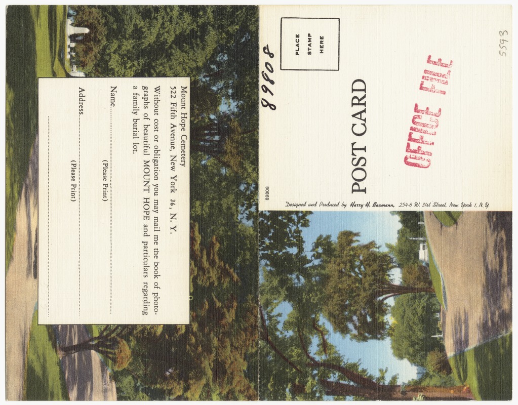 Mount Hope Cemetery, 522 Fifth Avenue, New York 36, N. Y.