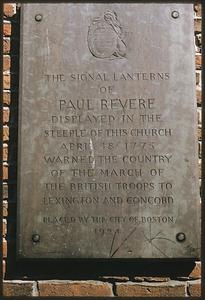 Paul Revere's lanterns plaque