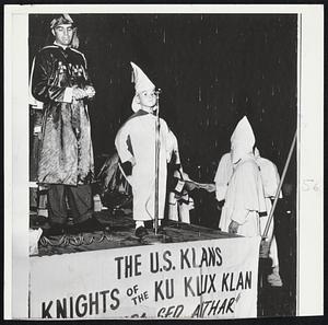 Klansman (JG) at Rally--This six-year-old boy was one of four speakers at a Ku Klux Klan rally in Hartsville, S.C. Main speaker was Klansman at left.