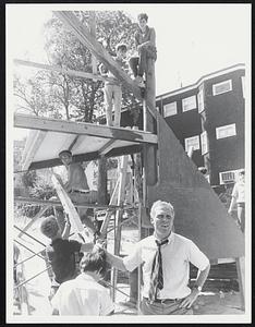 Mayor Kevin White visits Summer Work Program Popular St. Playground Roslindale.