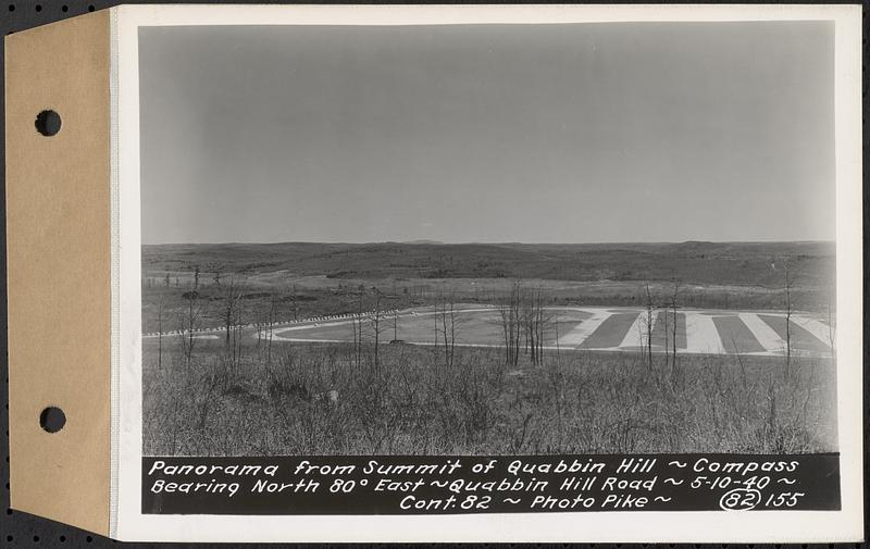 Contract No. 82, Constructing Quabbin Hill Road, Ware, panorama from summit of Quabbin Hill, compass bearing north 80 degrees east, Ware, Mass., May 10, 1940