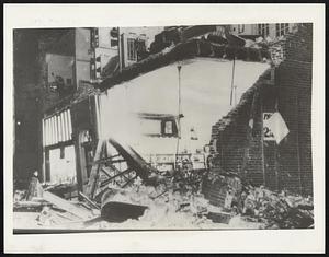 Three Killed Here in 'Quake Photograph of the Wreckage of a Long Beach, Calif., Apartment and Store Where Three Persons Were Killed in the Earthquake of March 10. The 'Quake Struck Heaviest in This City, More Than 60 Being Killed.