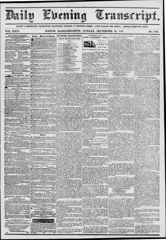 Daily Evening Transcript. September 26, 1853 - Digital Commonwealth