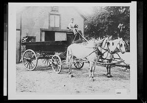 Barn of Whitney-Daniels House - Daniels freight wagon with driver and team