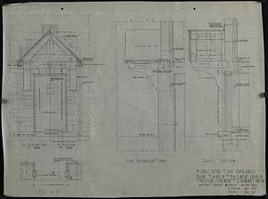 Three-quarter inch scale detail of side entrances at front of church to basement