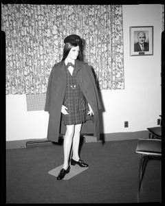 CEMEL- clothing, women's, Jr. ROTC, plaid skirt + jacket, w/ raincoat