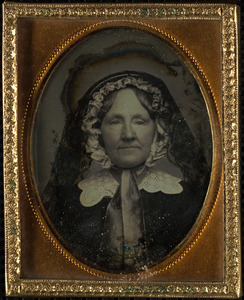Portrait of woman with bonnet and veil
