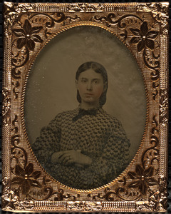 Portrait of woman in patterned dress