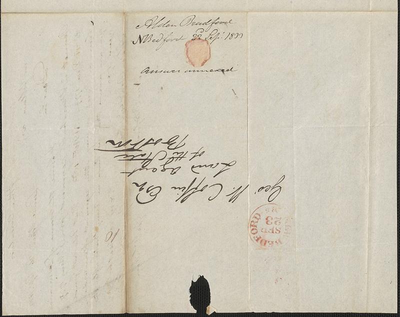 Alden Bradford to George Coffin, 22 September 1833