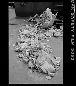 Overflowing trash can, Atlantic Avenue, Boston