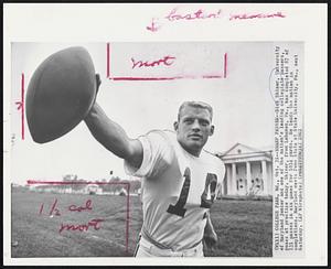 Sharp Passer--Dick Shiner, University of Maryland junior and one of the nation’s leading collegiate passers, poses at practice today. Shiner, from Lebanon, Pa., has completed 87 of 131 passes in six games for 1034 yards. He leads the nation in completions. Maryland meets Penn State University, Pa., next Saturday.