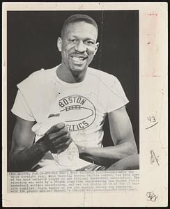 Russell NBS's Most Valuable Player--Again- For the third straight year, Bill Russell, Boston Celtics center, has been named the most valuable player in the National Basketball Association. The selection was made by a 27-man committee representing the United States basketball writers association, and was top choice on 16 of the 27 ballots compiled. Elgin Baylor of the Los Angeles Lakers was runner-up with 196 points against Russell's 256.
