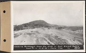 Contract No. 51, East Branch Baffle, Site of Quabbin Reservoir, Greenwich, Hardwick, looking northwest from Sta. 13+50, east branch baffle, Hardwick, Mass., Oct. 21, 1936