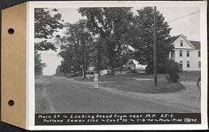 Contract No. 70, WPA Sewer Construction, Rutland, Main Street, looking ahead from near manhole 25C, Rutland Sewer Line, Rutland, Mass., Jul. 9, 1940