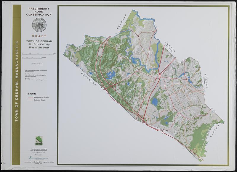 Preliminary road classification town of Dedham, Norfolk County, Massachusetts