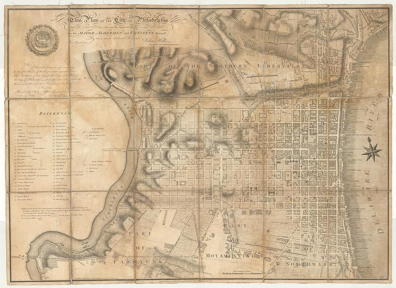 This plan of the city of Philadelphia and its environs, (shewing the improved parts,) is dedicated to the mayor, aldermen and citizens thereof by their most obedient servant