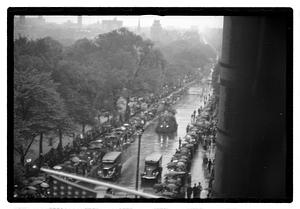 Boston Park Department float in a rainy parade