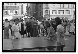 Girls playing a game of jacks, Boston Common
