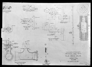 Engineering Plans, Distribution Department, plug drain valve, Mass., Feb. 16, 1899