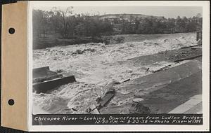 Chicopee River. Looking downstream from Ludlow bridge, Ludlow, Mass., 12:30 PM, Sep. 21, 1938