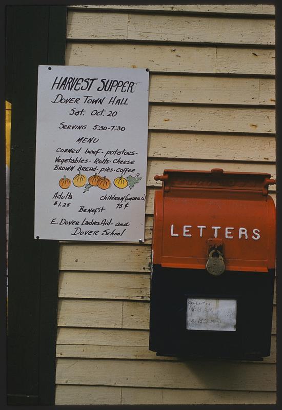 Sign advertising Harvest Supper, Dover, Vermont