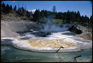 Steam rising from basin, Yellowstone National Park