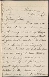 Letter from Mary W. Glover to John D. Long, June 27, 1871