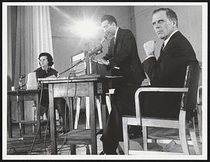 Steven Zorek, pres. St. Batolph St. Assoc. (center) at Candidates debate