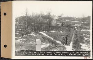 Contract No. 43, Extension of Belchertown-Pelham Highway to New Salem Center, Shutesbury, New Salem (Franklin County), New Salem Center, ditch through swamp westerly of John Marshall property, from new highway, New Salem, Mass., Mar. 19, 1935