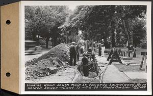 Contract No. 71, WPA Sewer Construction, Holden, looking down south Main Street towards Laurelwood Road, Holden Sewer, Holden, Mass., Aug. 6, 1940
